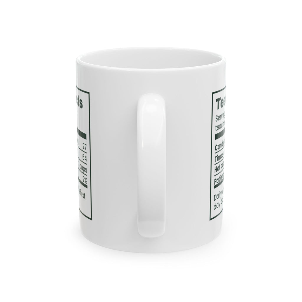 Funny Christmas Teacher Coffee Mug December Teacher Nutrition Facts