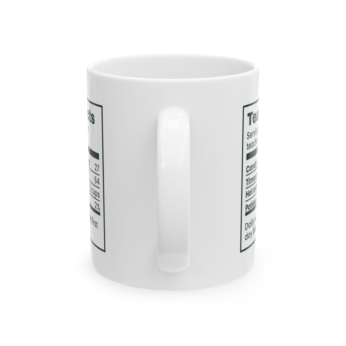 Funny Christmas Teacher Coffee Mug December Teacher Nutrition Facts