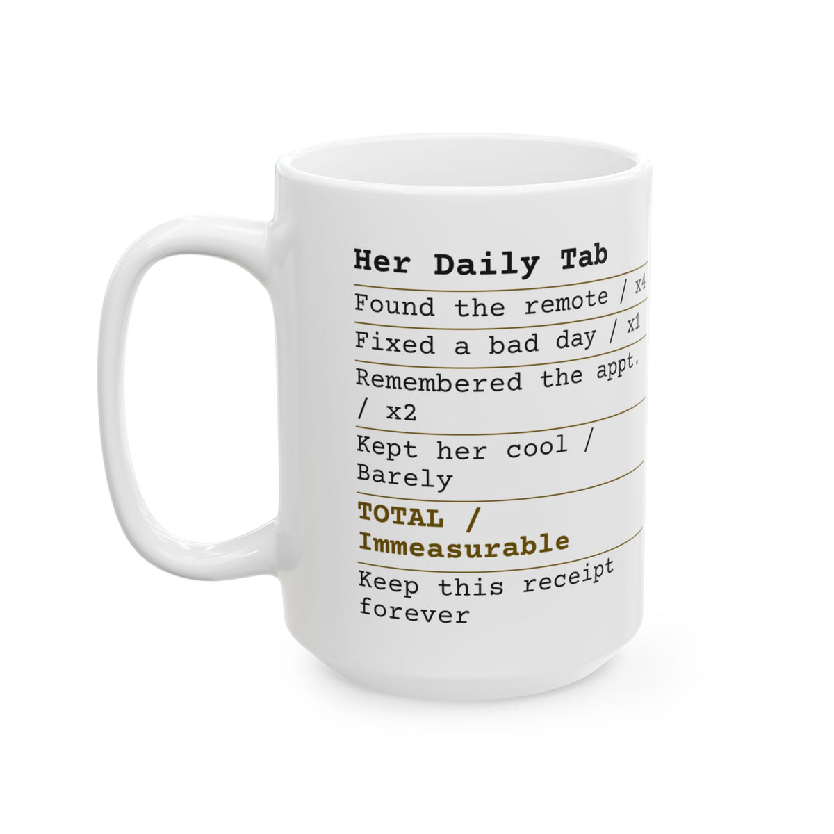Funny Wife Coffee Mug Her Daily Tab Receipt For Wife