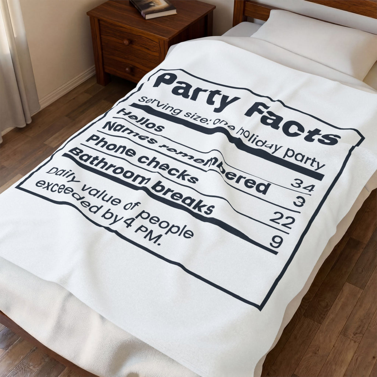 Funny Introvert Christmas Party Throw Blanket Party Facts Nutrition Label