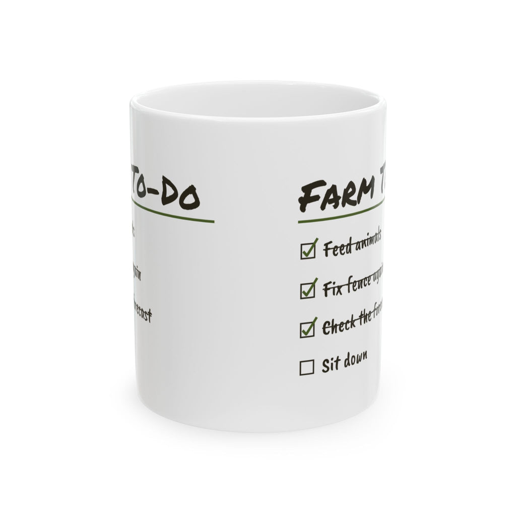 Funny Farmer Coffee Mug Fix Fence Again Farm To Do Checklist