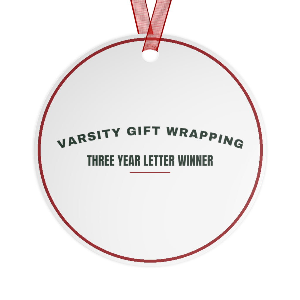 Funny Christmas Ornament Varsity Gift Wrapping Letter Winner