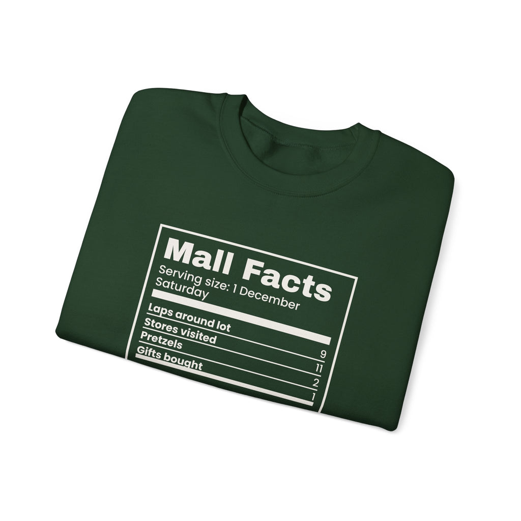 Funny Christmas Shopping Sweatshirt Mall Facts Nutrition Label