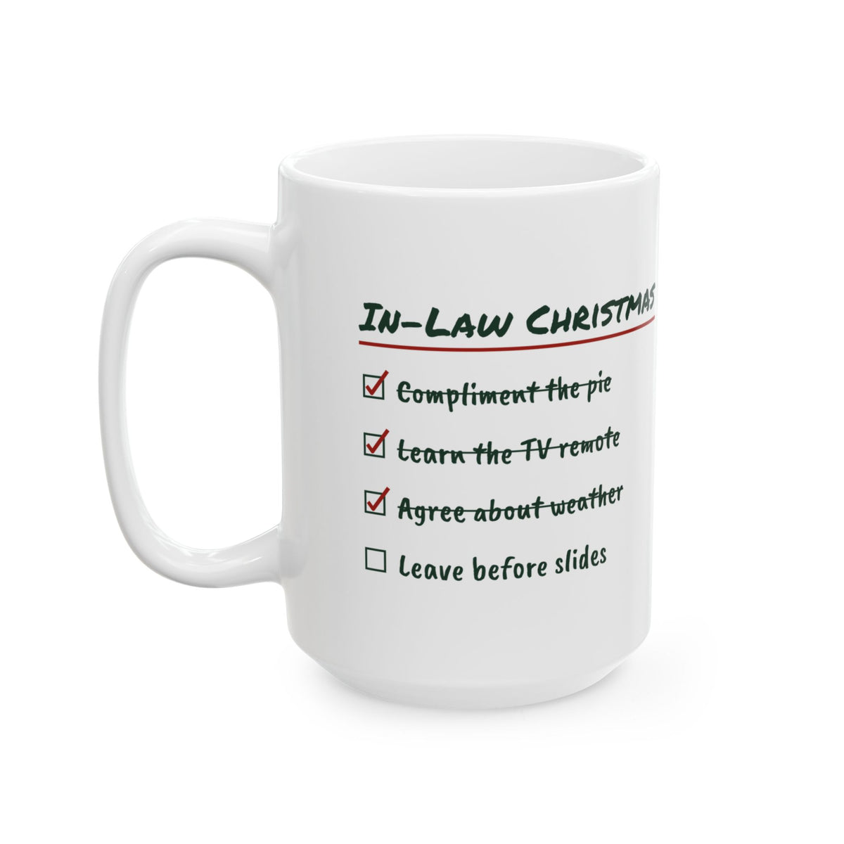 Funny In-Laws Christmas Coffee Mug In-Law Christmas Checklist