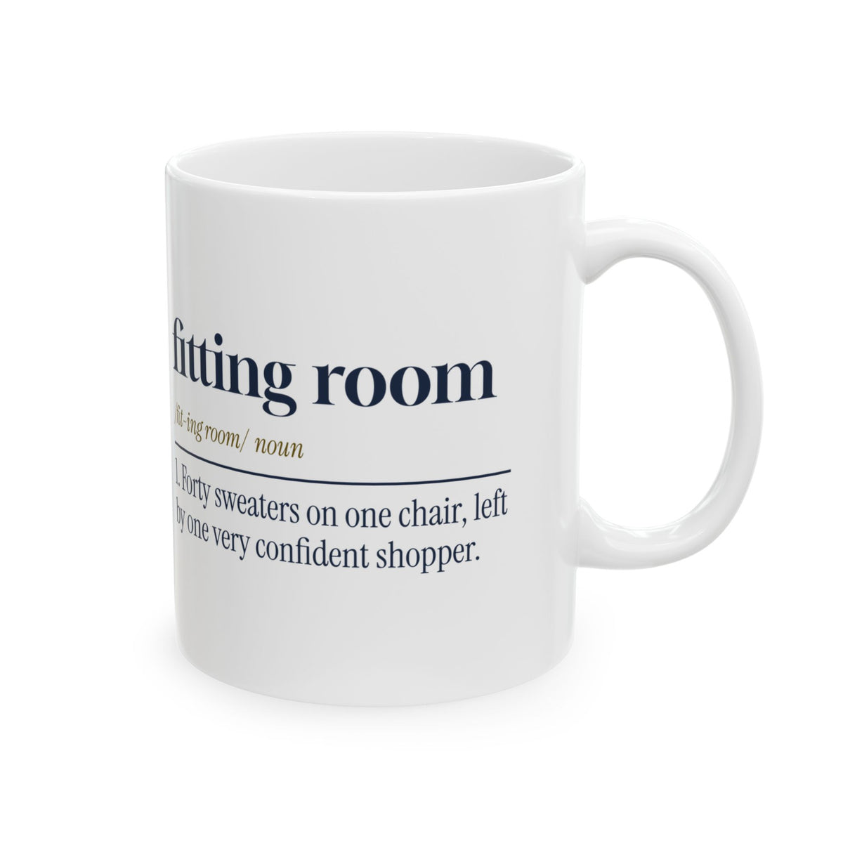 Funny Retail Christmas Coffee Mug Fitting Room Dictionary Definition