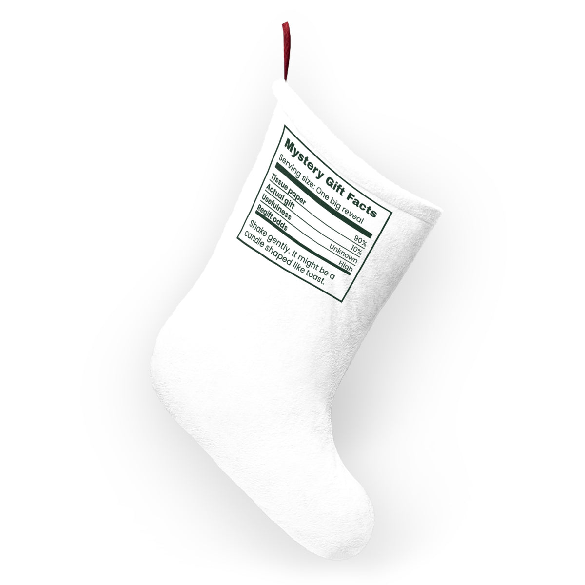 Funny White Elephant Christmas Stocking Mystery Gift Facts Label