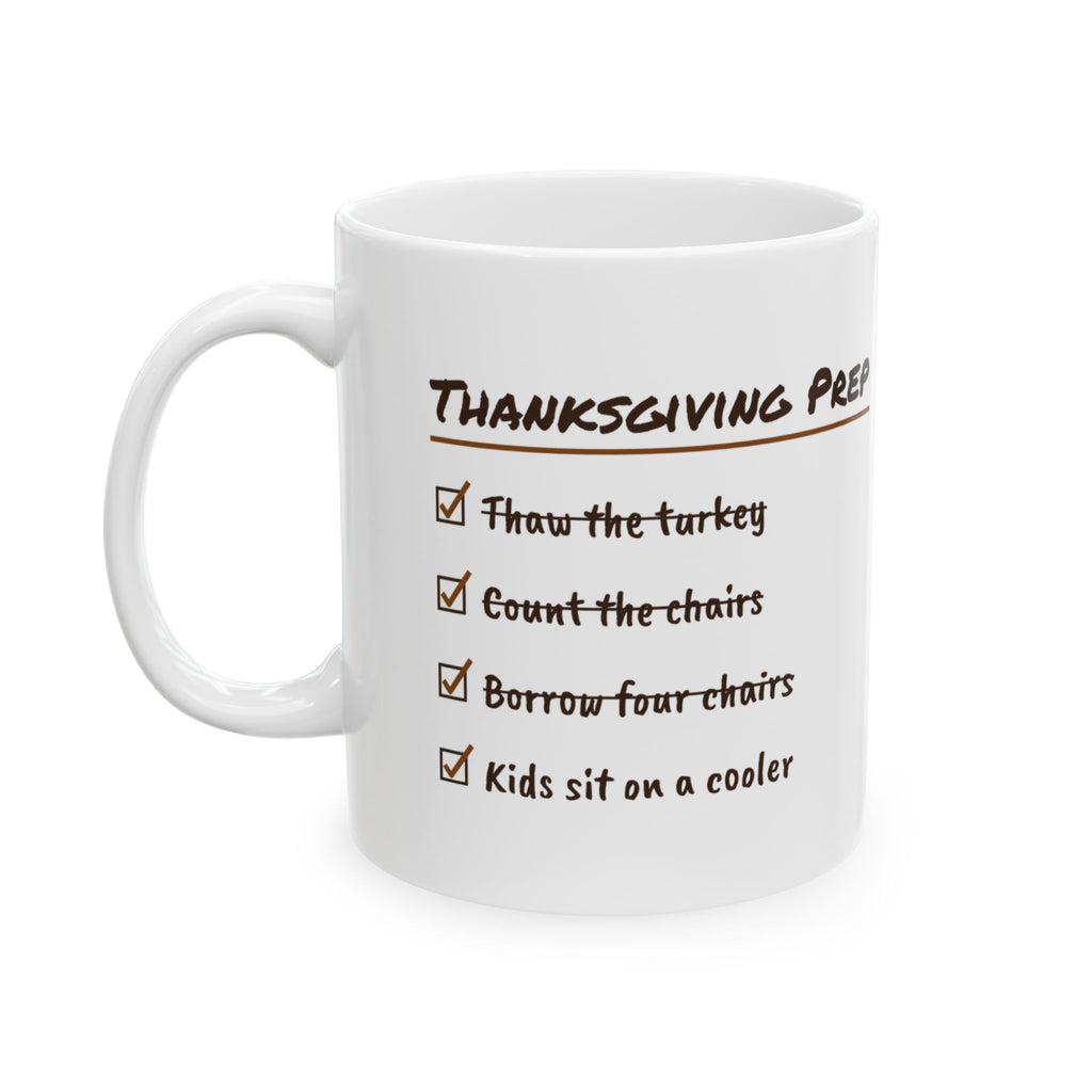 Funny Thanksgiving Coffee Mug Prep Checklist Kids Sit On A Cooler