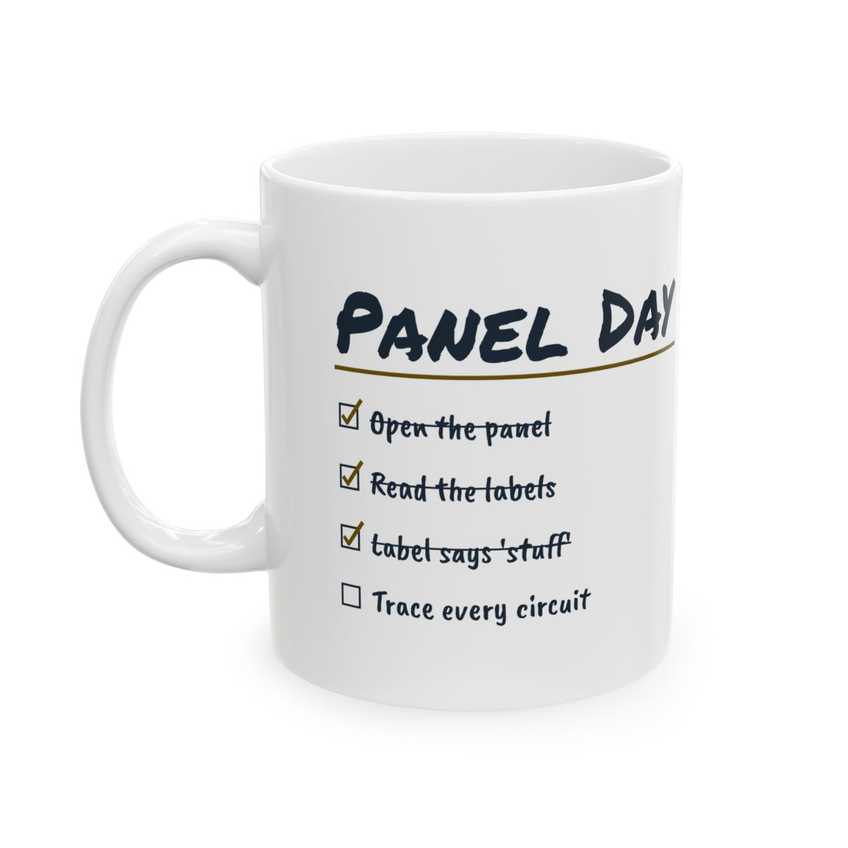 Funny Electrician Coffee Mug Breaker Labeled Stuff