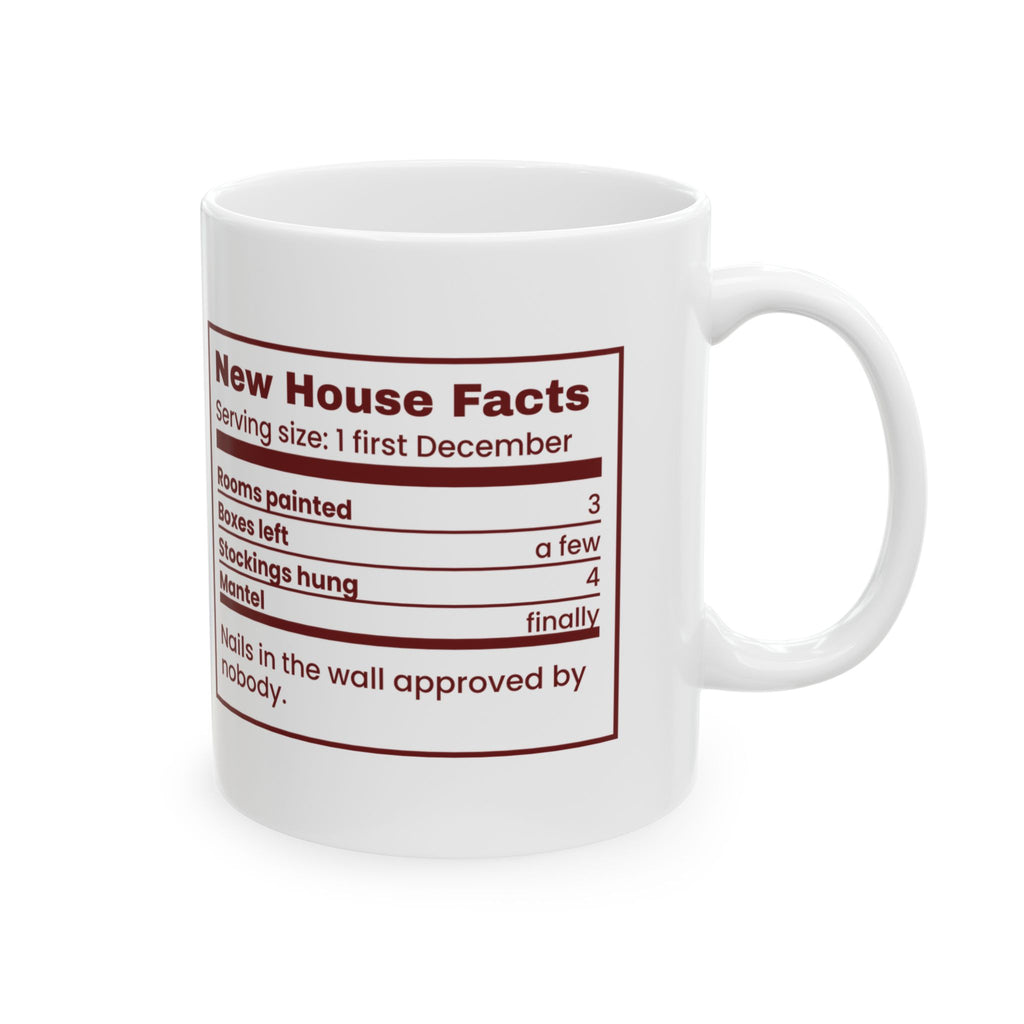 Funny Christmas Coffee Mug New House Facts Nutrition Label