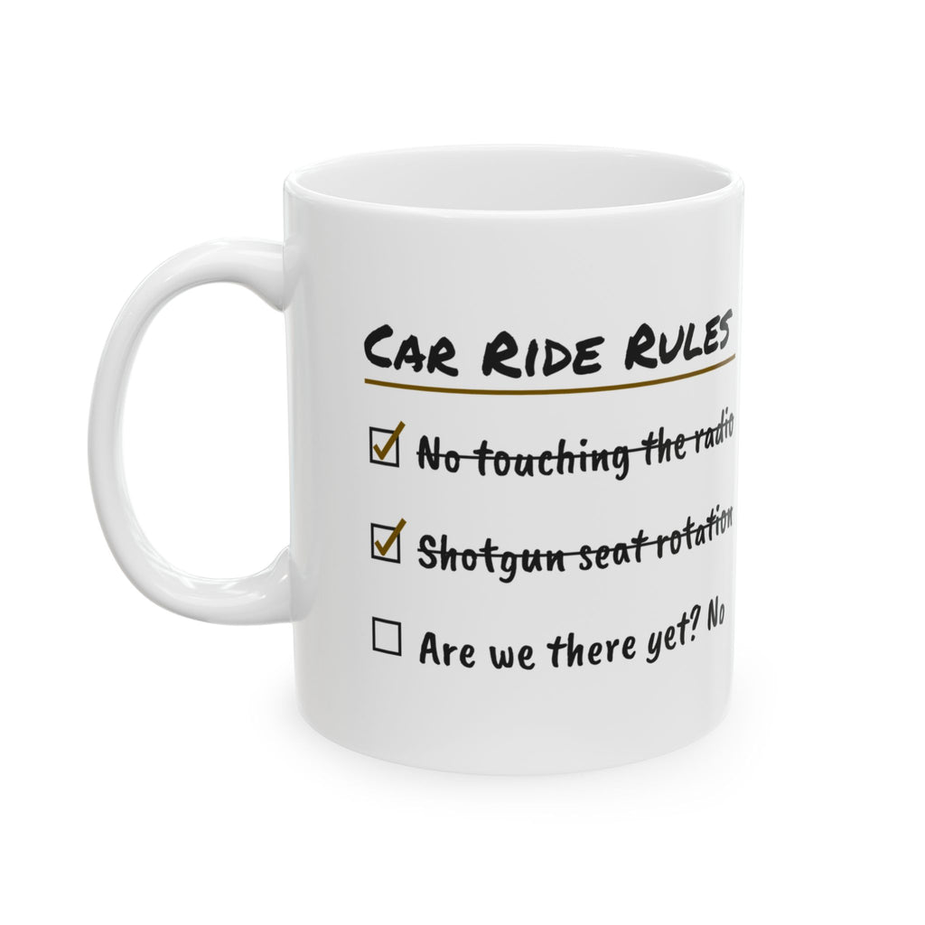Funny Dad Coffee Mug Car Ride Rules For Dad Kids