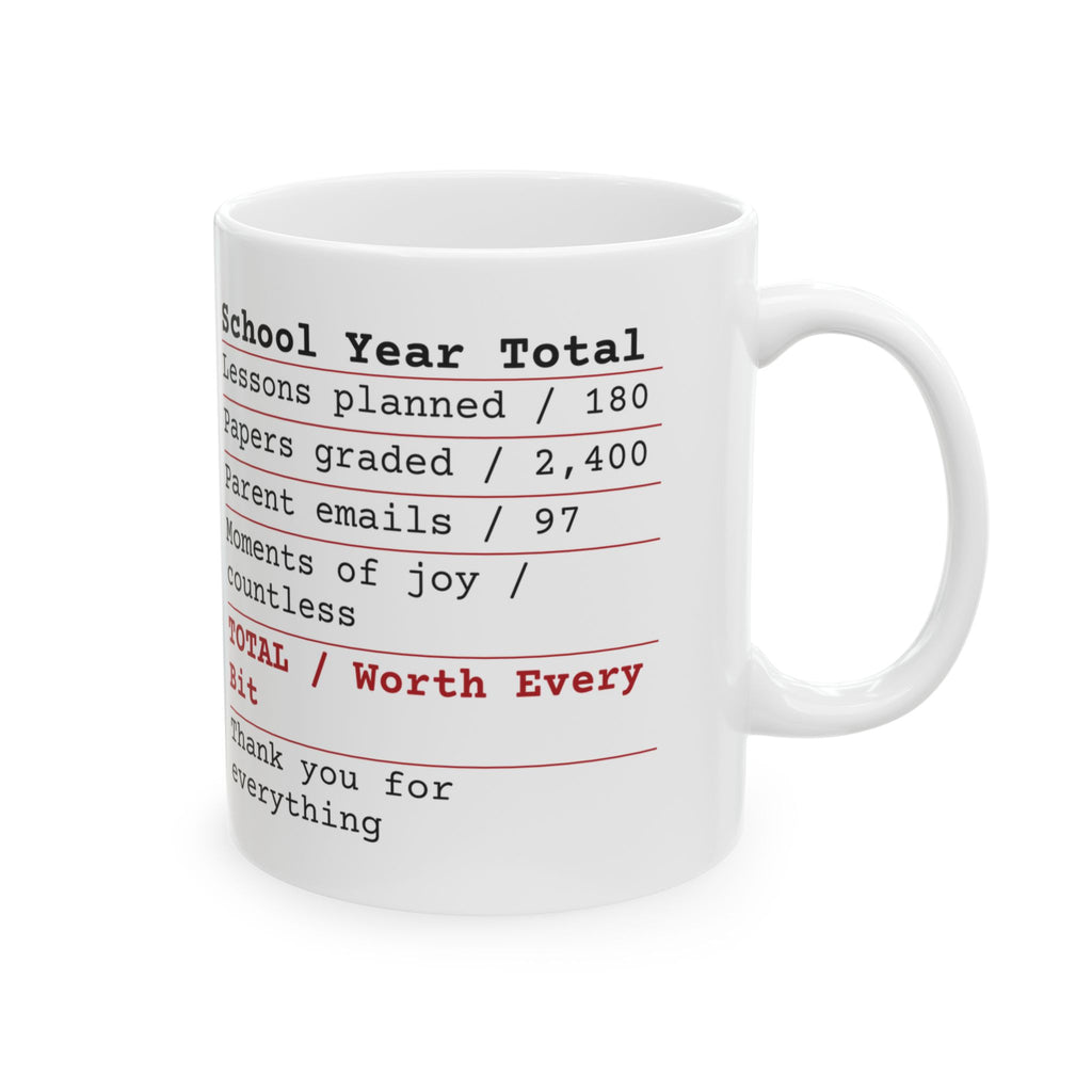 Funny Teacher Receipt Coffee Mug School Year Total For Teachers