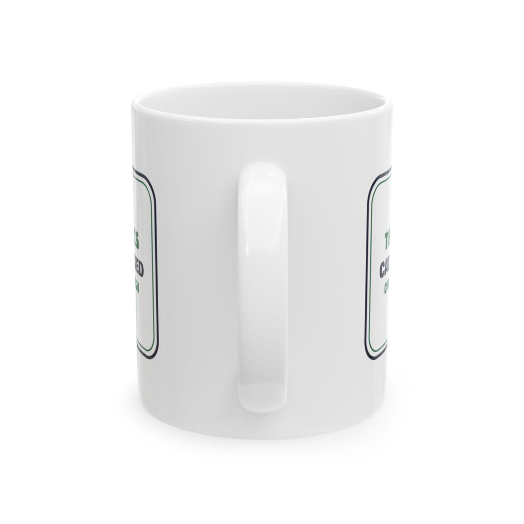 Funny Christmas Cat Coffee Mug This Tree Is Cat Supervised Sign