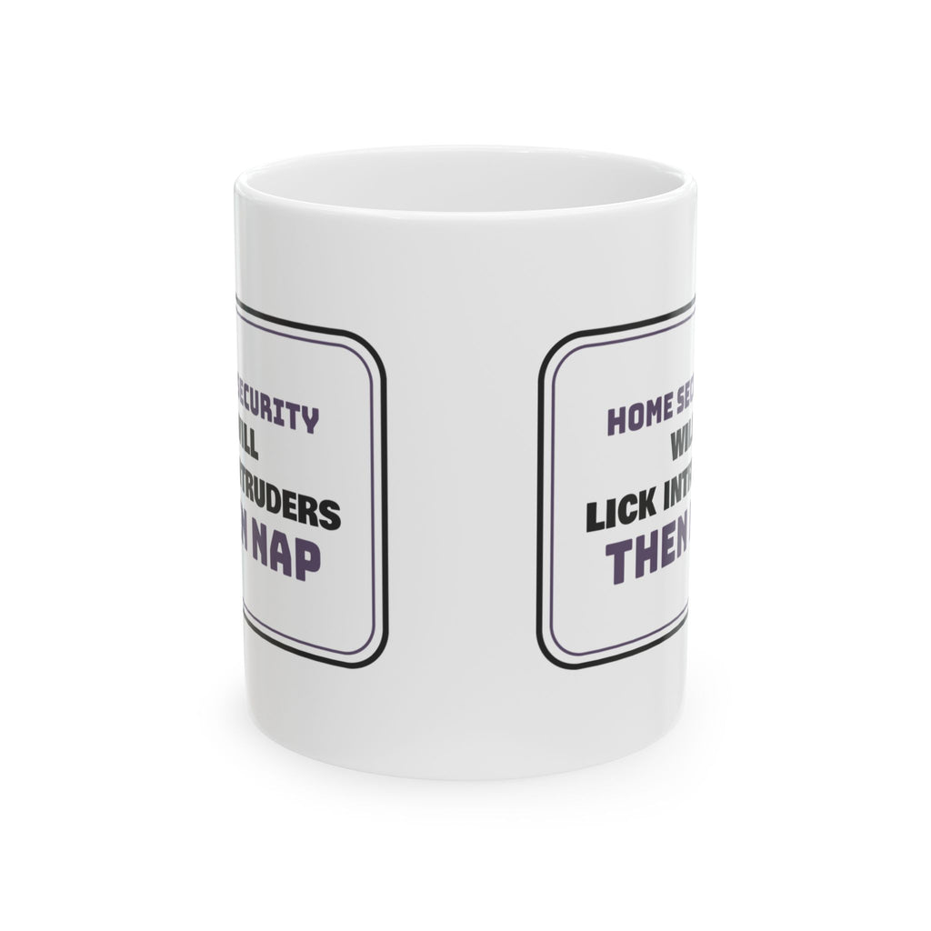 Funny Pit Bull Coffee Mug Will Lick Intruders Then Nap