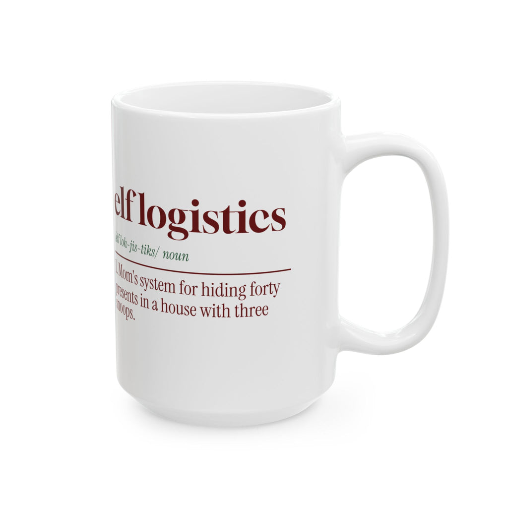 Funny Christmas Mom Coffee Mug Elf Logistics Dictionary Definition