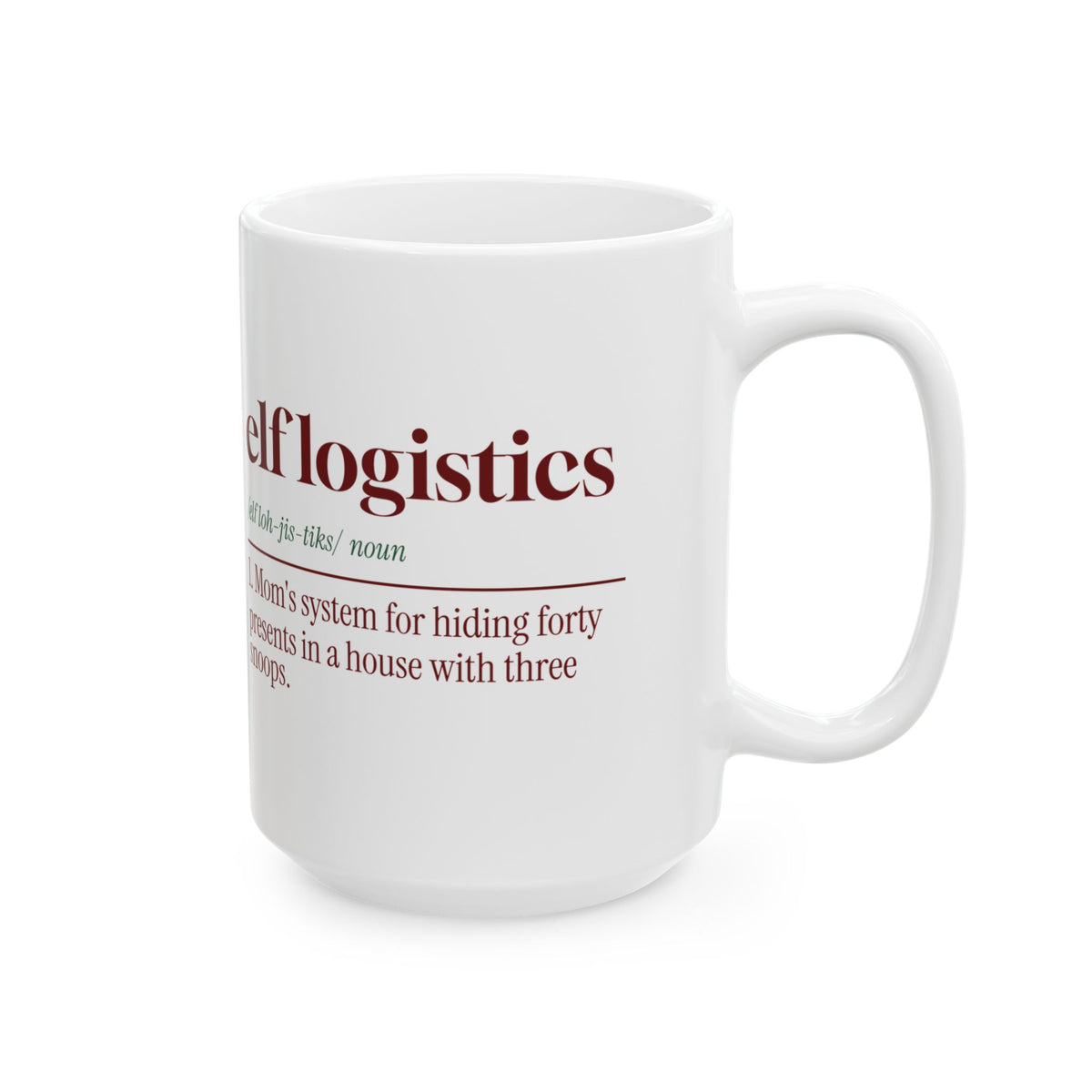 Funny Christmas Mom Coffee Mug Elf Logistics Dictionary Definition