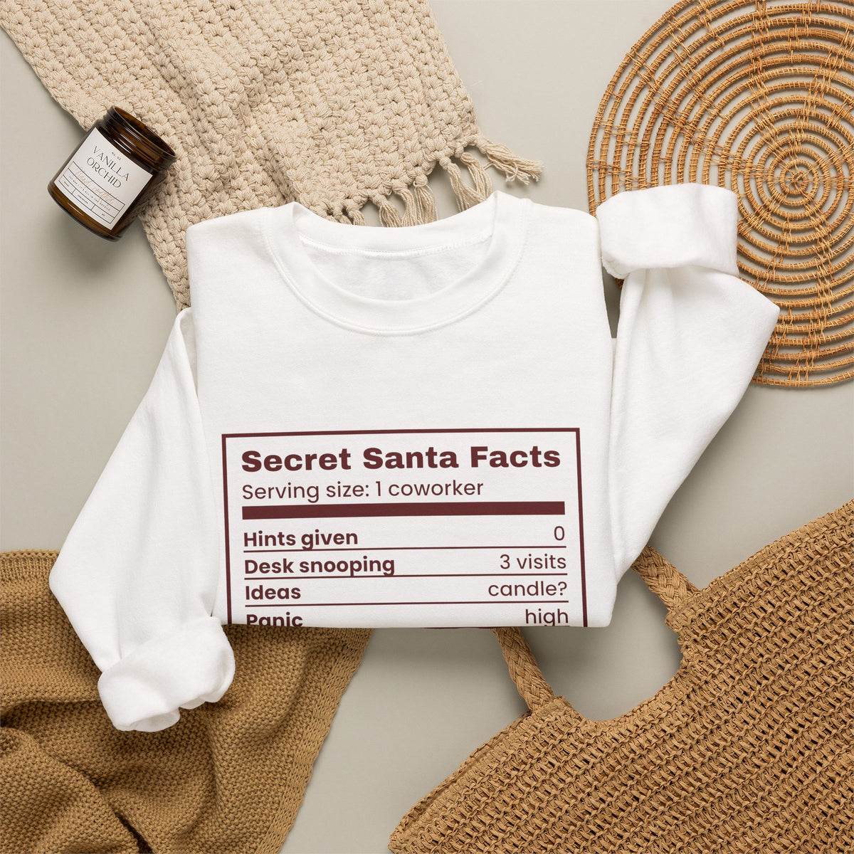 Funny Christmas Coworker Sweatshirt Secret Santa Facts Label