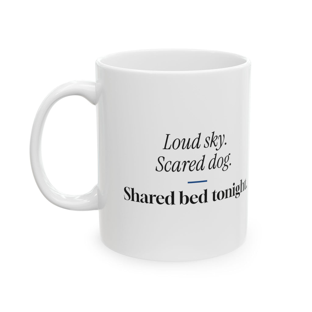 Funny Fireworks Dog Coffee Mug Loud Sky Shared Bed For Dog Owners