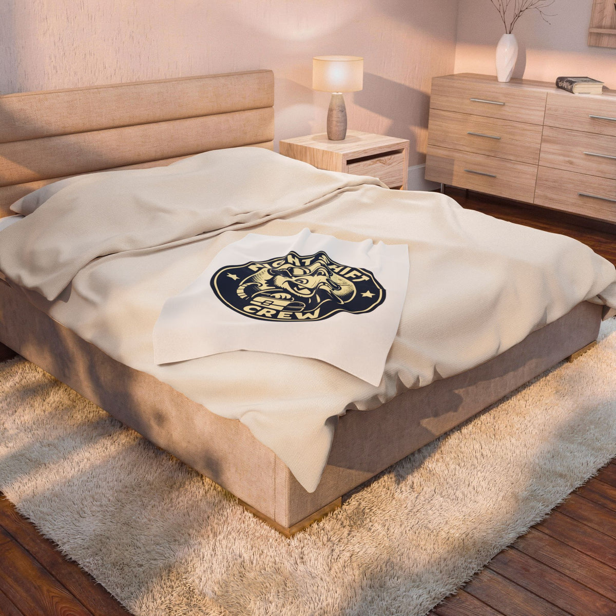 Night Shift Crew Funny Retro Possum Night Shift Worker Throw Blanket