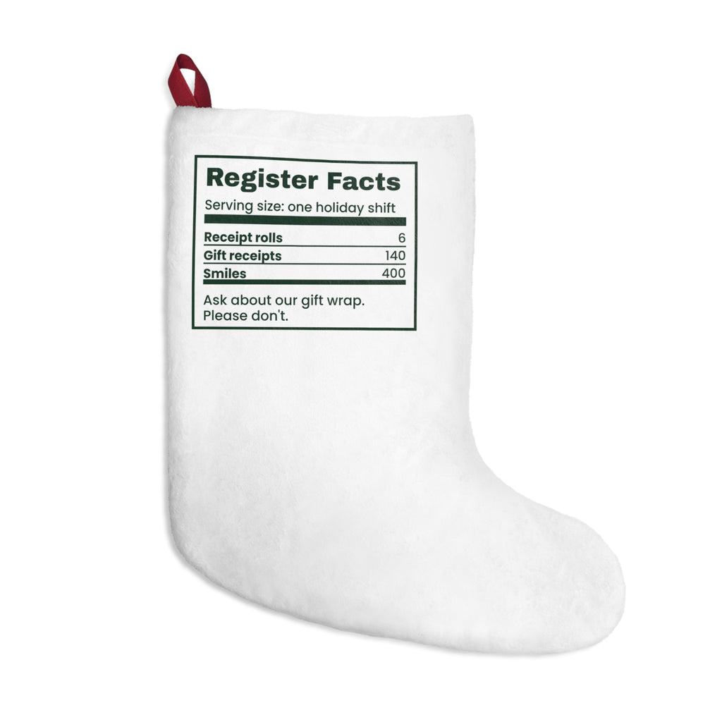 Funny Retail Christmas Stocking Register Nutrition Facts Label