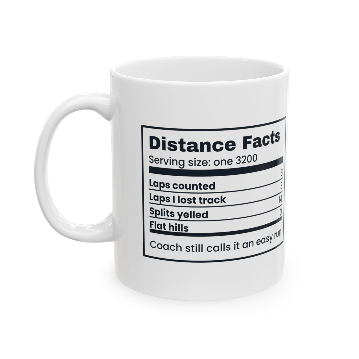 Funny Cross Country Track Coffee Mug Distance Facts Label