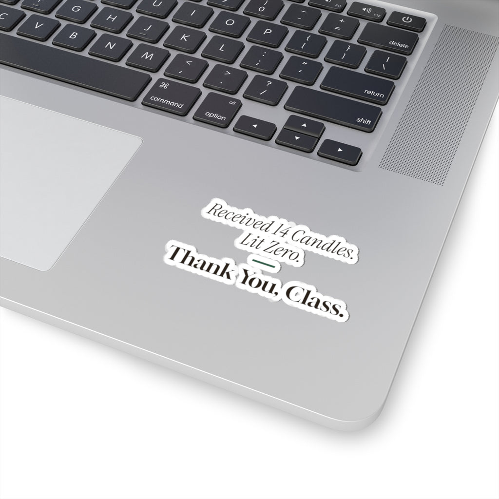 Funny Teacher Christmas Sticker Received 14 Candles Thank You Class