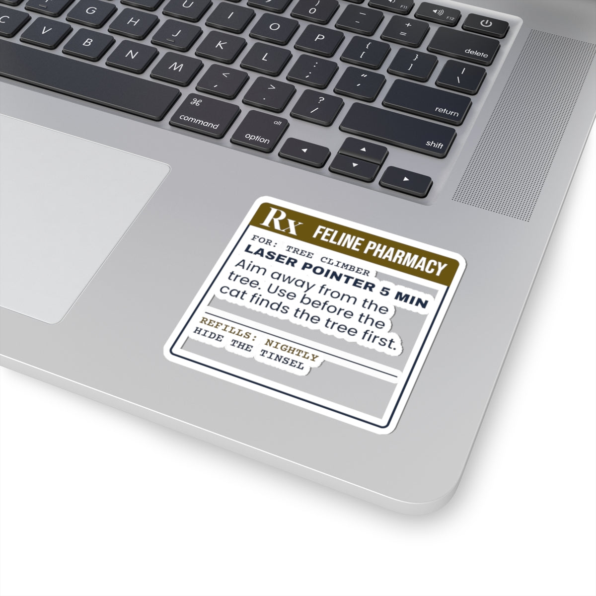 Funny Christmas Cat Sticker Laser Pointer Prescription Label