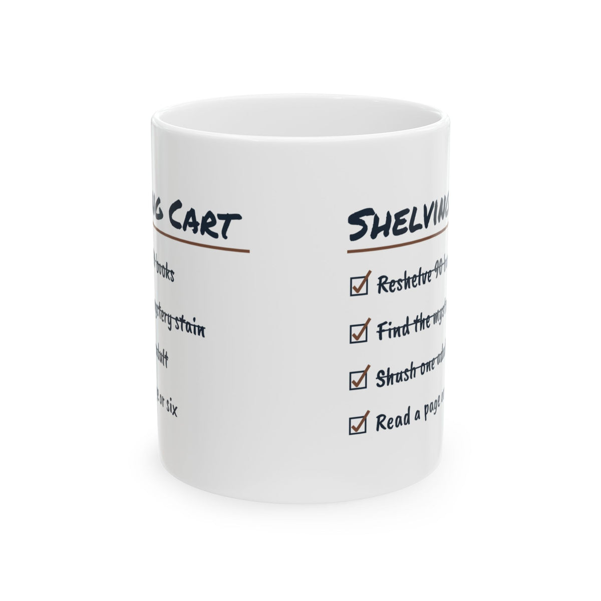 Funny Librarian Coffee Mug Shelving Cart Checklist For Librarians