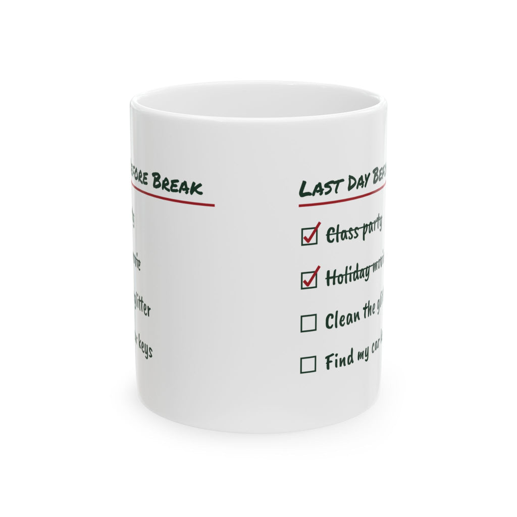 Funny Teacher Christmas Coffee Mug Clean The Glitter Checklist