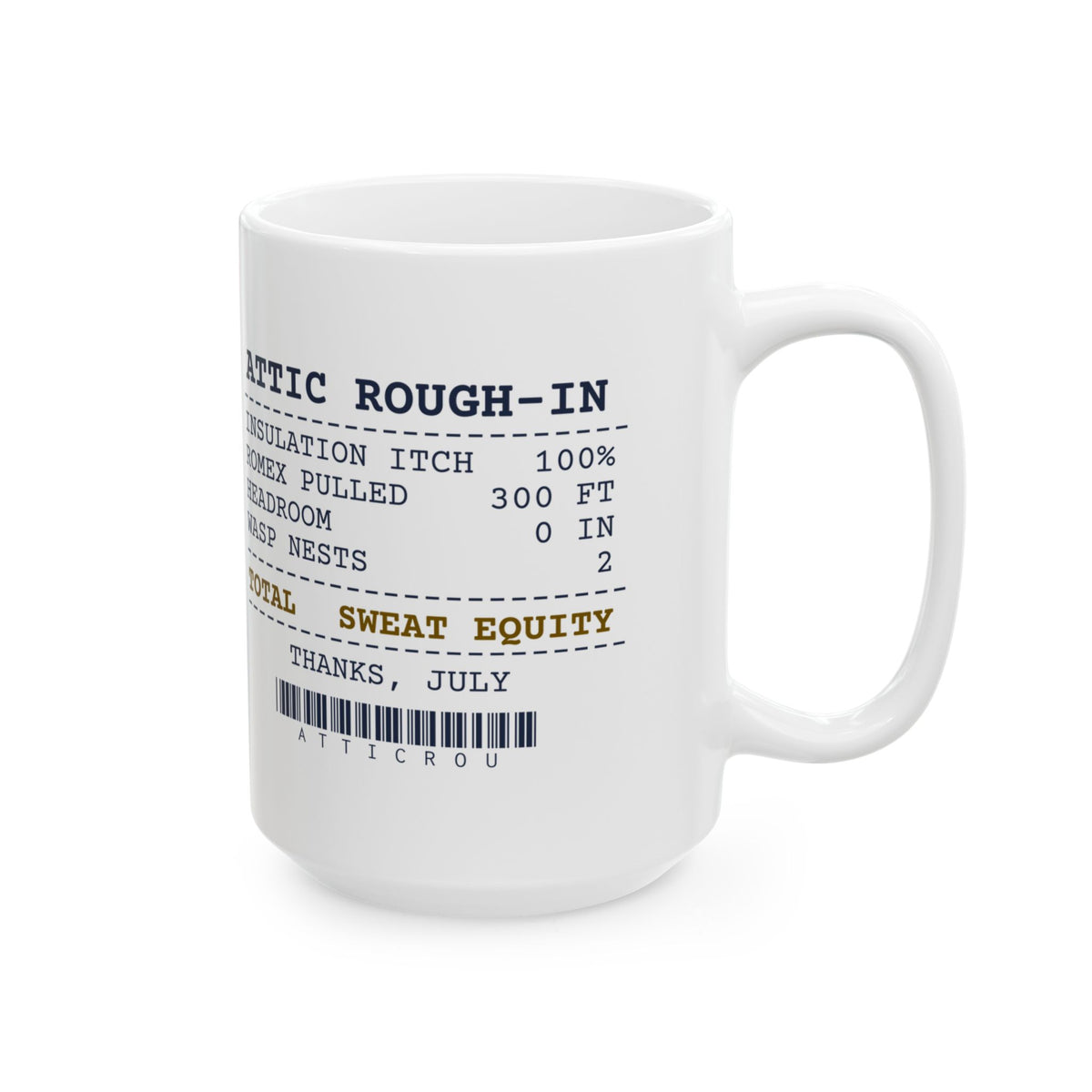 Funny Electrician Coffee Mug Attic Rough-In Receipt For Electricians