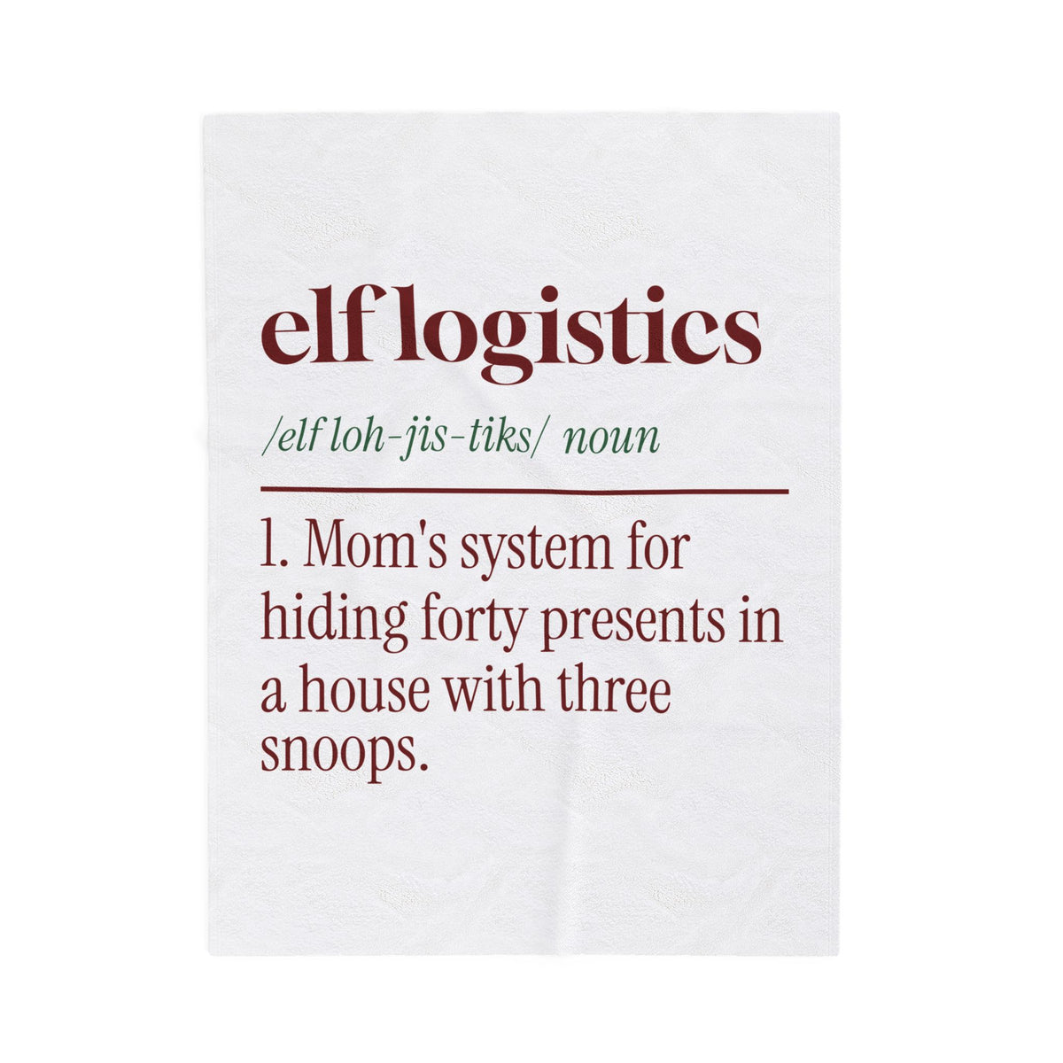 Funny Christmas Mom Throw Blanket Elf Logistics Dictionary Definition