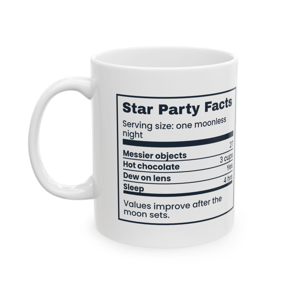 Funny Astronomy Mug Star Party Facts Nutrition Label