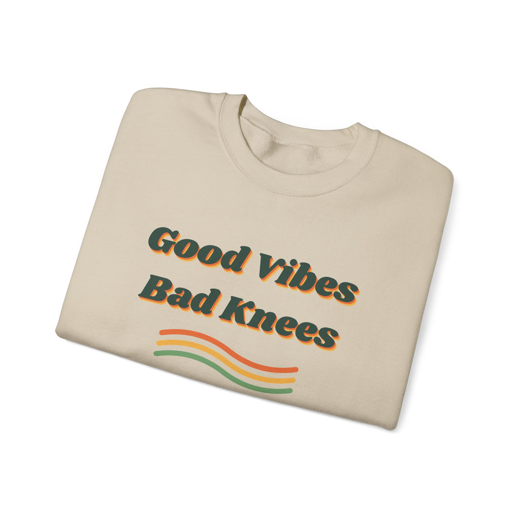 Funny Retro Sweatshirt Good Vibes Bad Knees