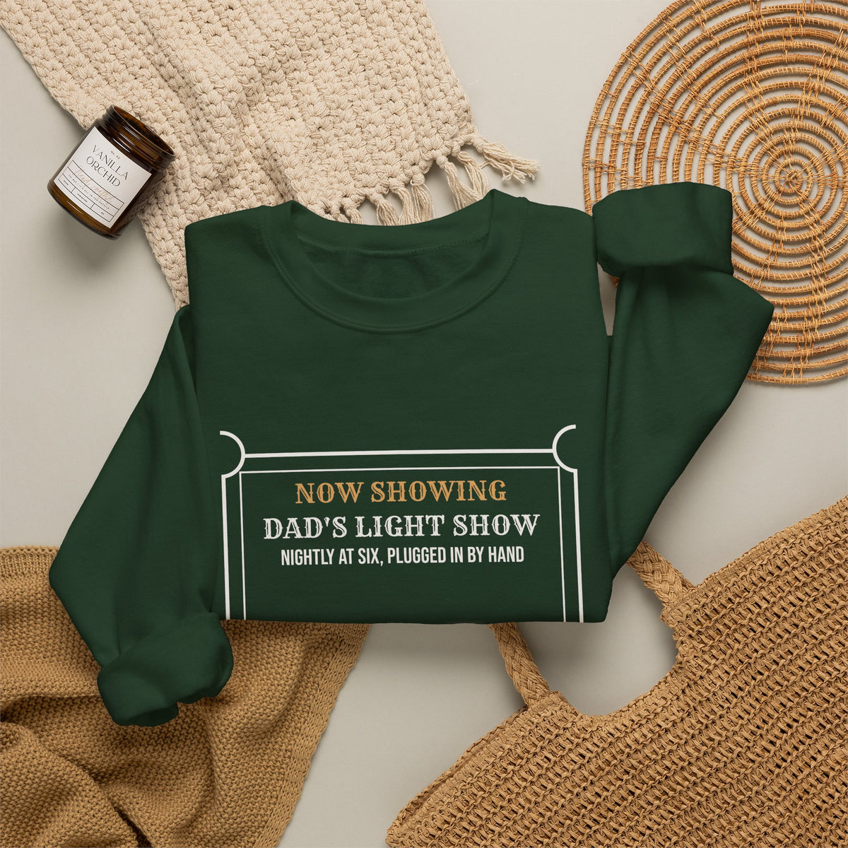 Funny Christmas Dad Sweatshirt Dad's Light Show Nightly At Six Ticket