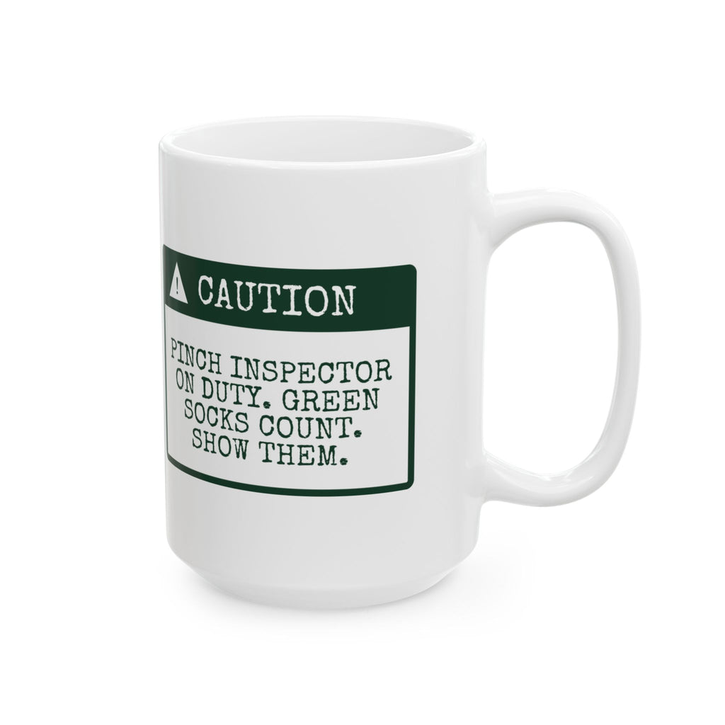 Funny St Patricks Day Coffee Mug Green Socks Count Pinch Inspector