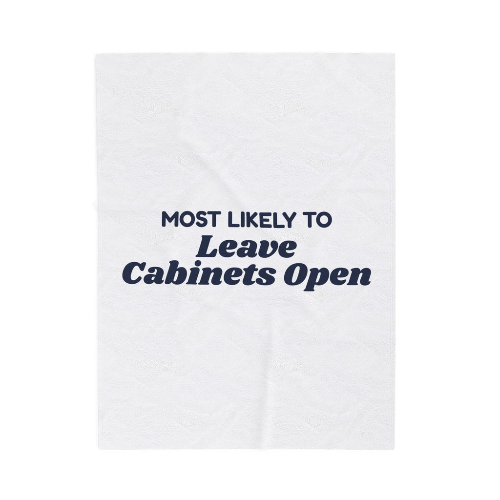 Funny Family Christmas Throw Blanket Most Likely To Leave Cabinets Open