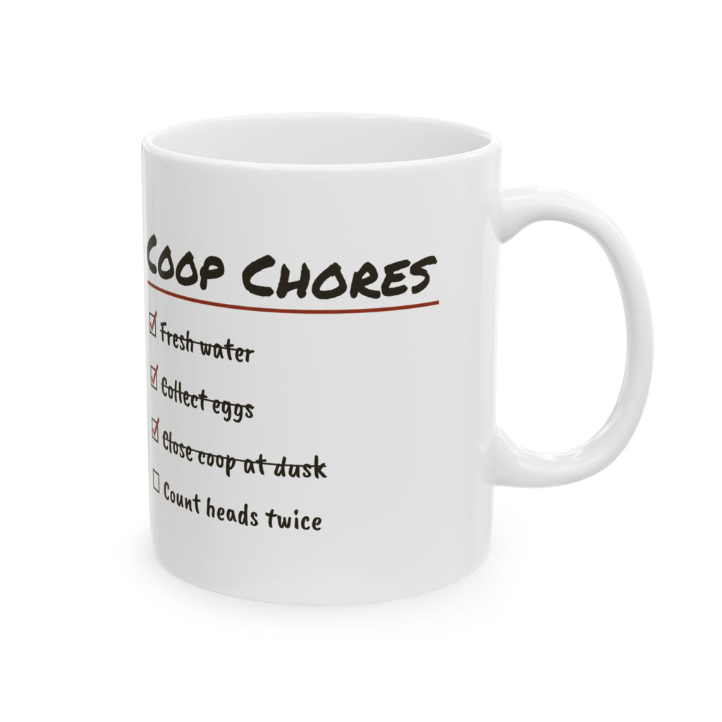 Funny Chicken Coffee Mug Coop Chores Checklist Count Heads Twice