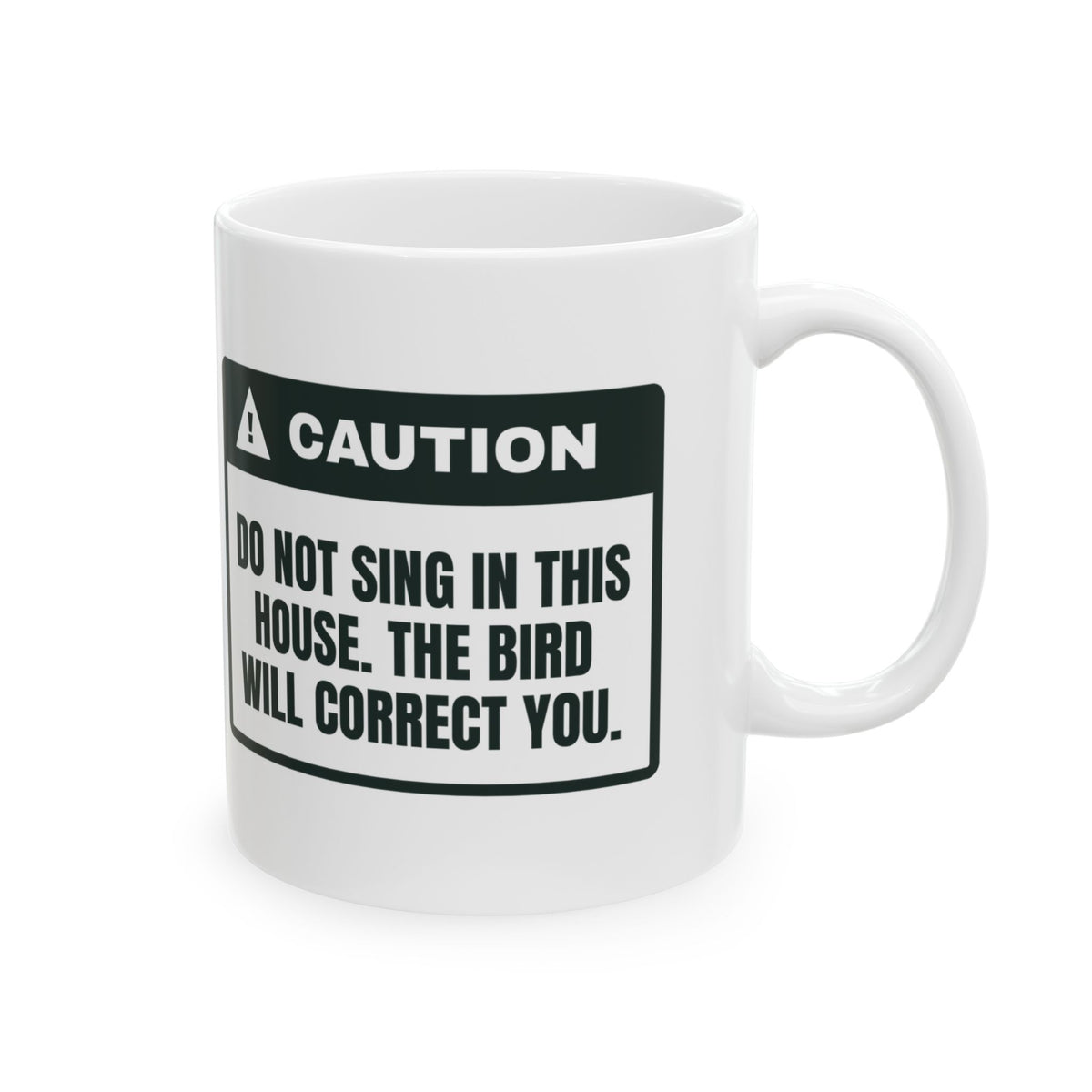 Funny Bird Owner Coffee Mug Caution Do Not Sing You Will Be Corrected