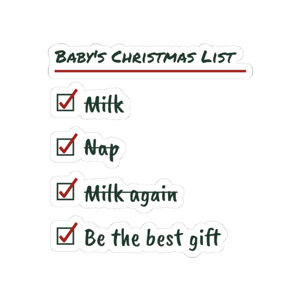 Baby's First Christmas Sticker Baby's Christmas List For New Parents