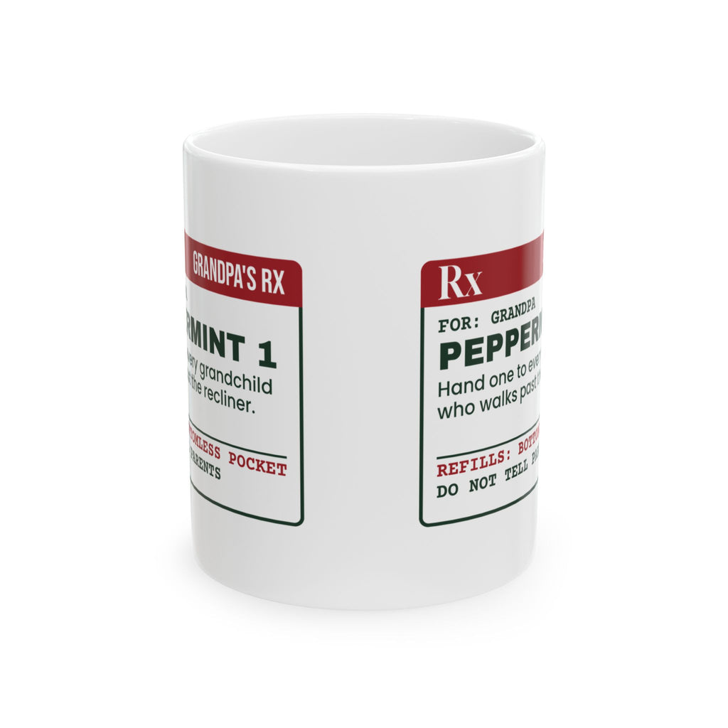 Funny Grandpa Christmas Coffee Mug Pocket Peppermints Prescription