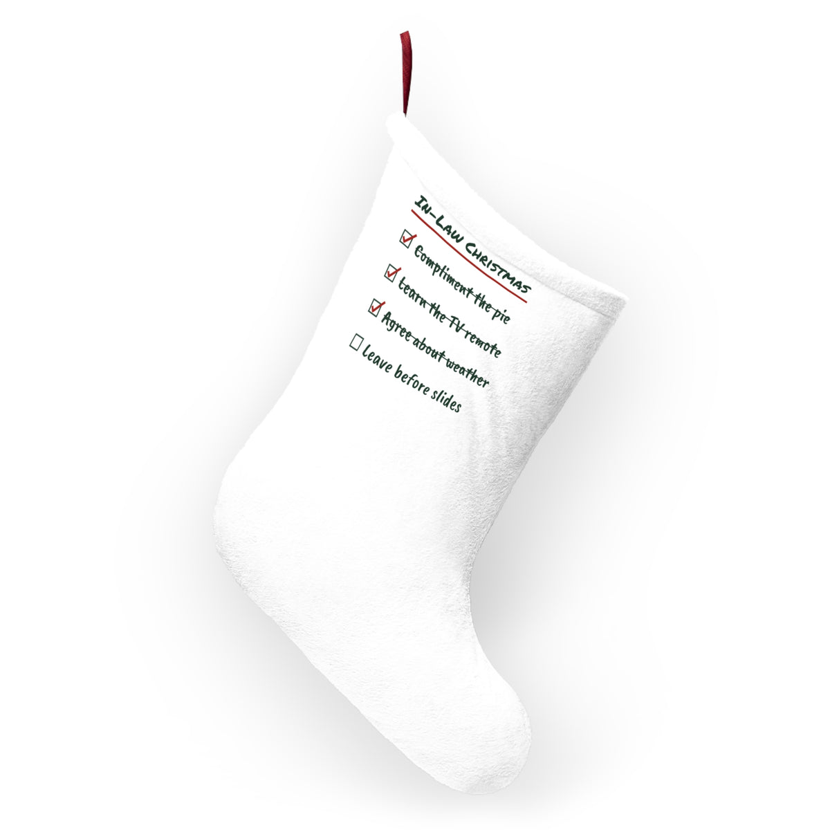 Funny In-Laws Christmas Stocking In-Law Christmas Checklist