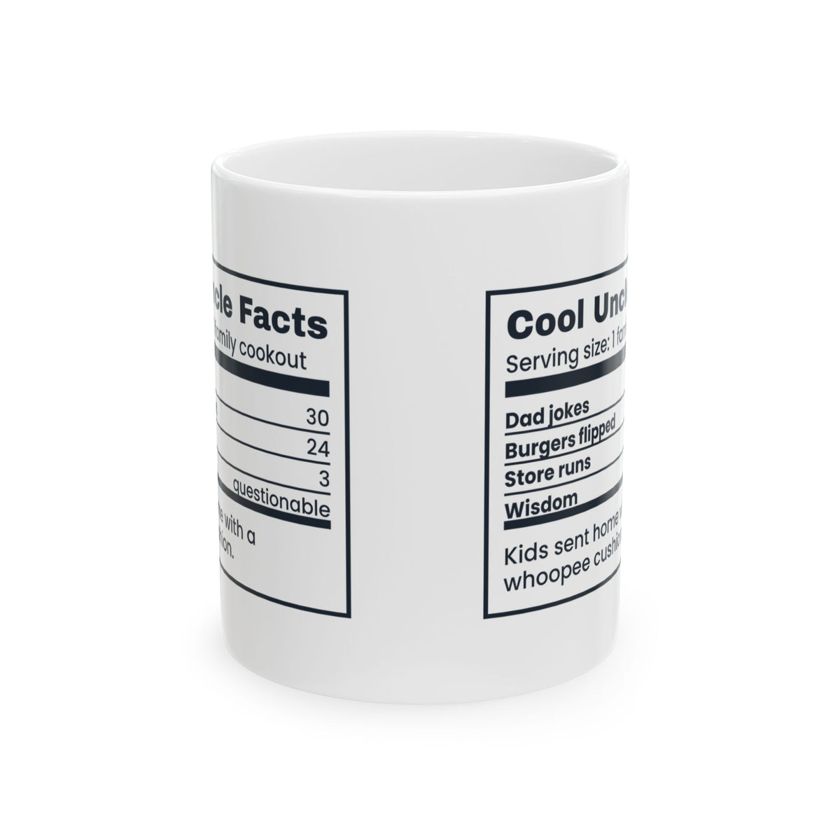 Funny Uncle Coffee Mug Cool Uncle Facts Nutrition Label