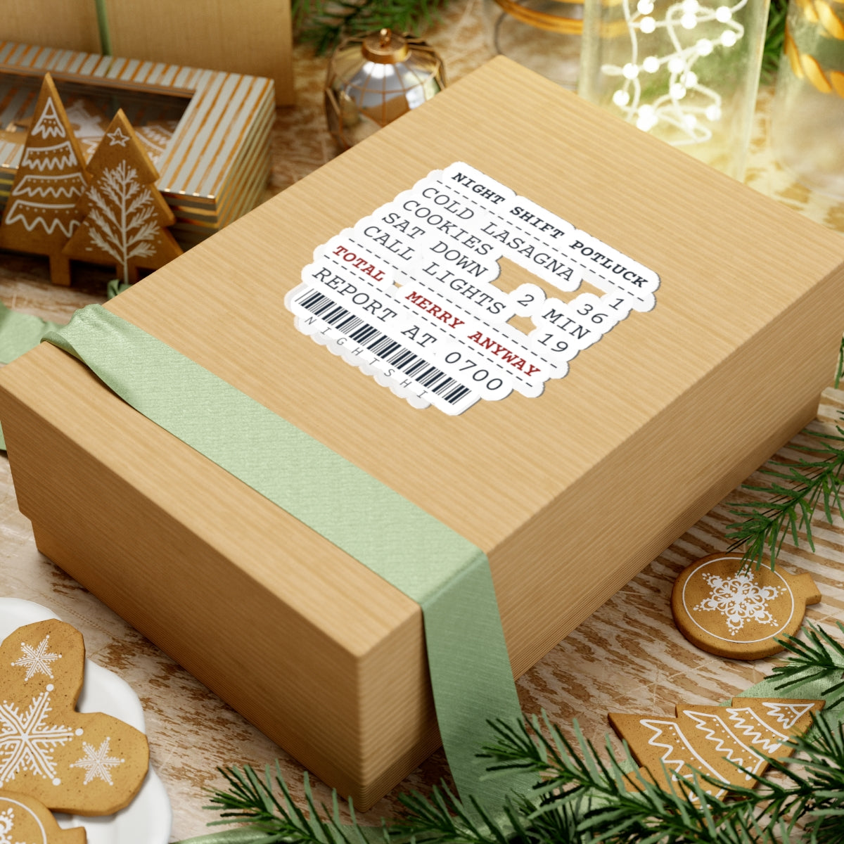 Funny Christmas Nurse Sticker Night Shift Potluck Receipt
