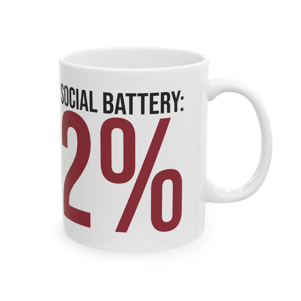 Funny Introvert Coffee Mug Social Battery 2% For Her Him