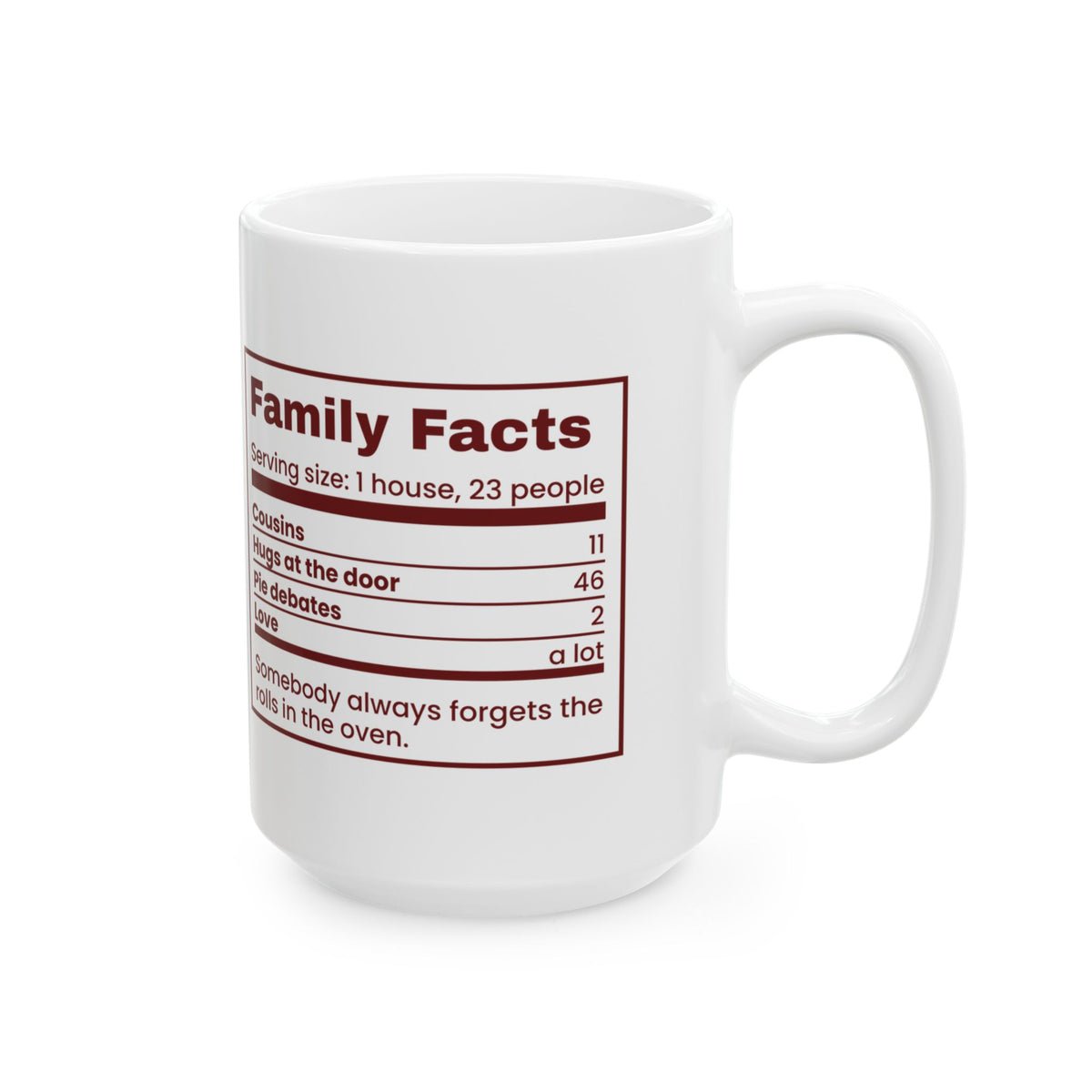 Funny Christmas Family Coffee Mug Family Facts Nutrition Label