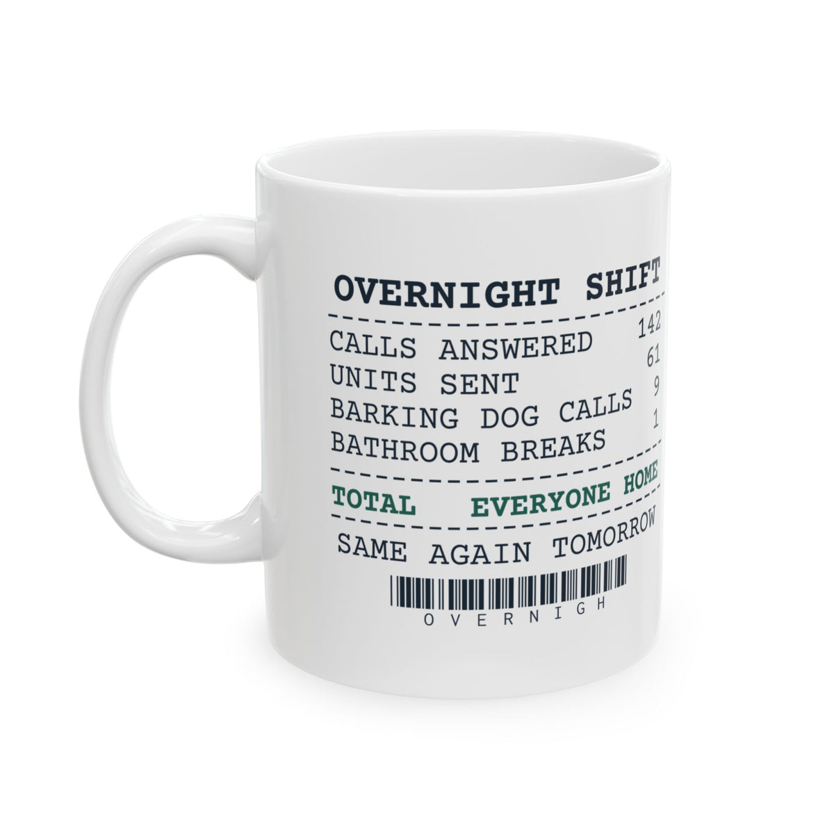 Dispatcher Coffee Mug Overnight Shift Receipt For 911 Dispatchers