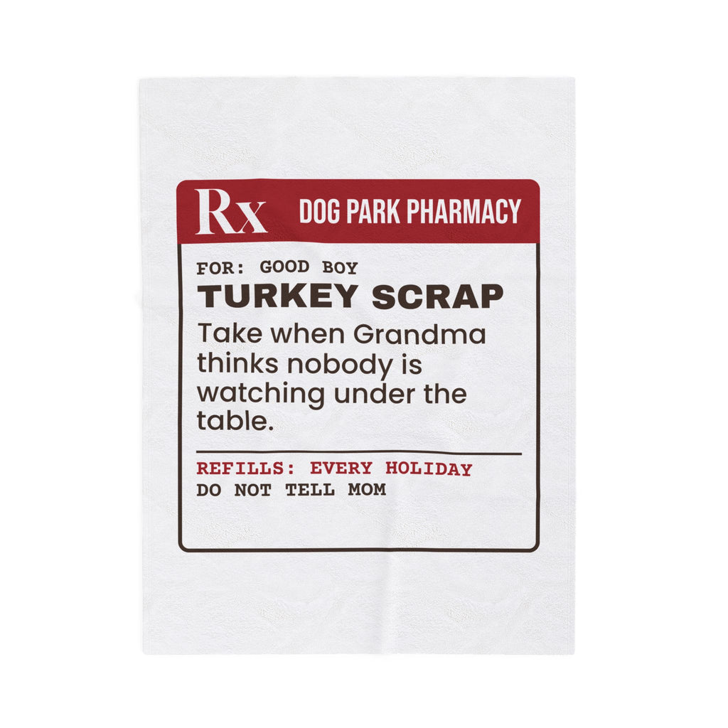 Funny Christmas Dog Throw Blanket Turkey Scrap Prescription Label