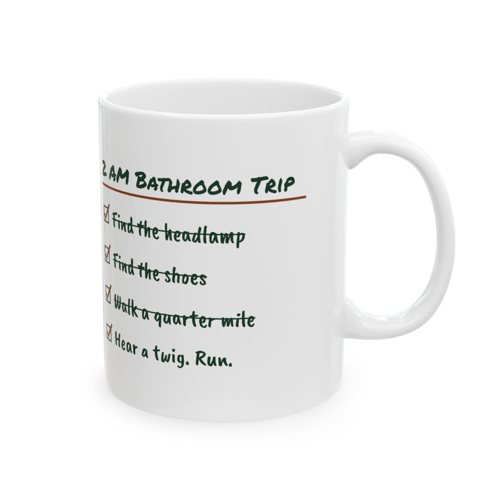 Funny Camping Coffee Mug 2 AM Bathroom Trip Checklist For Campers