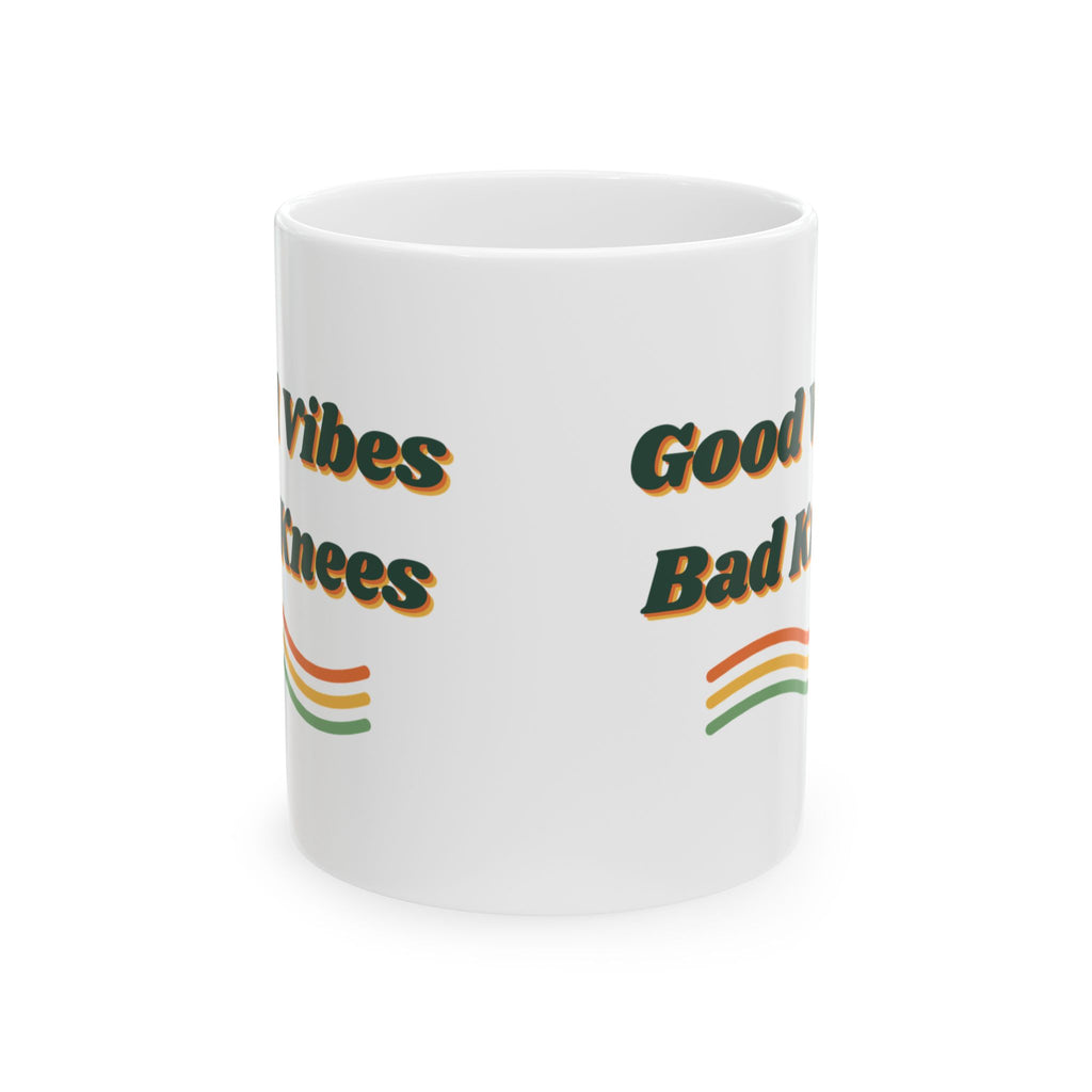 Funny Retro Coffee Mug Good Vibes Bad Knees