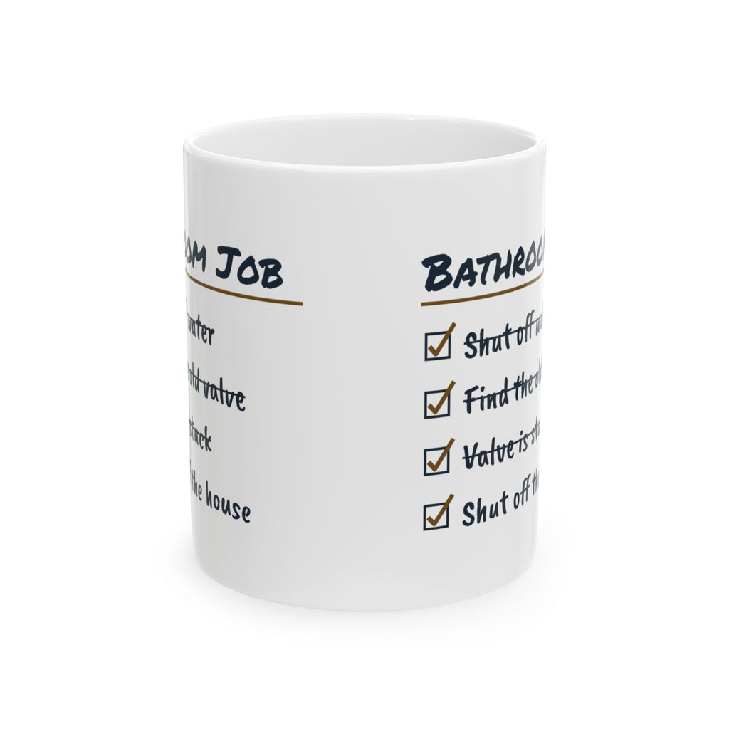 Funny Plumber Coffee Mug Bathroom Job Checklist Shutoff Stuck