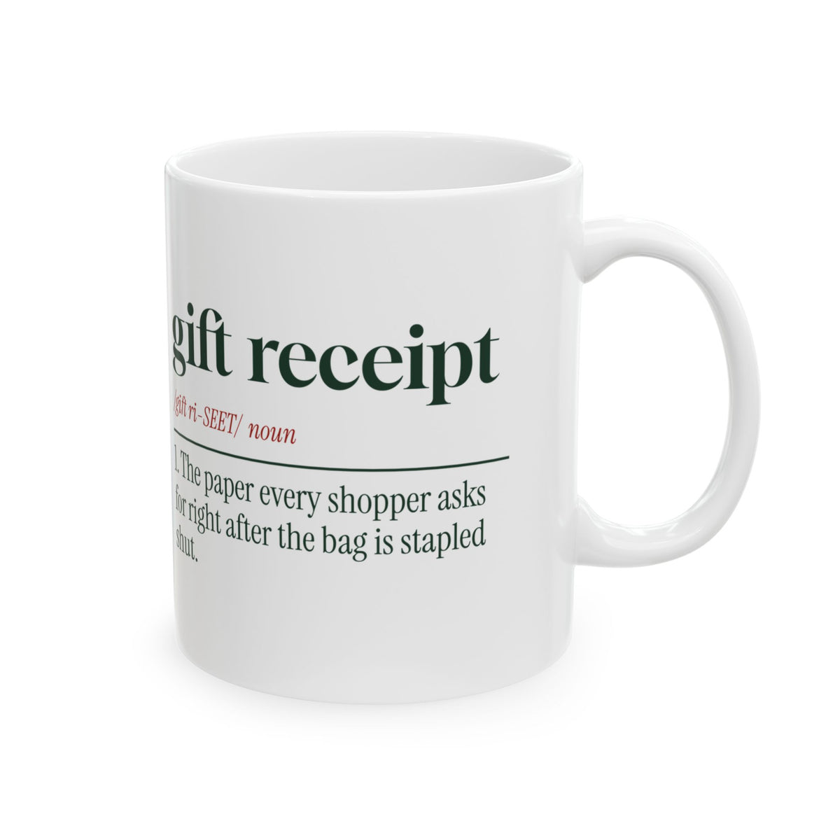 Funny Retail Christmas Coffee Mug Gift Receipt Definition For Cashiers